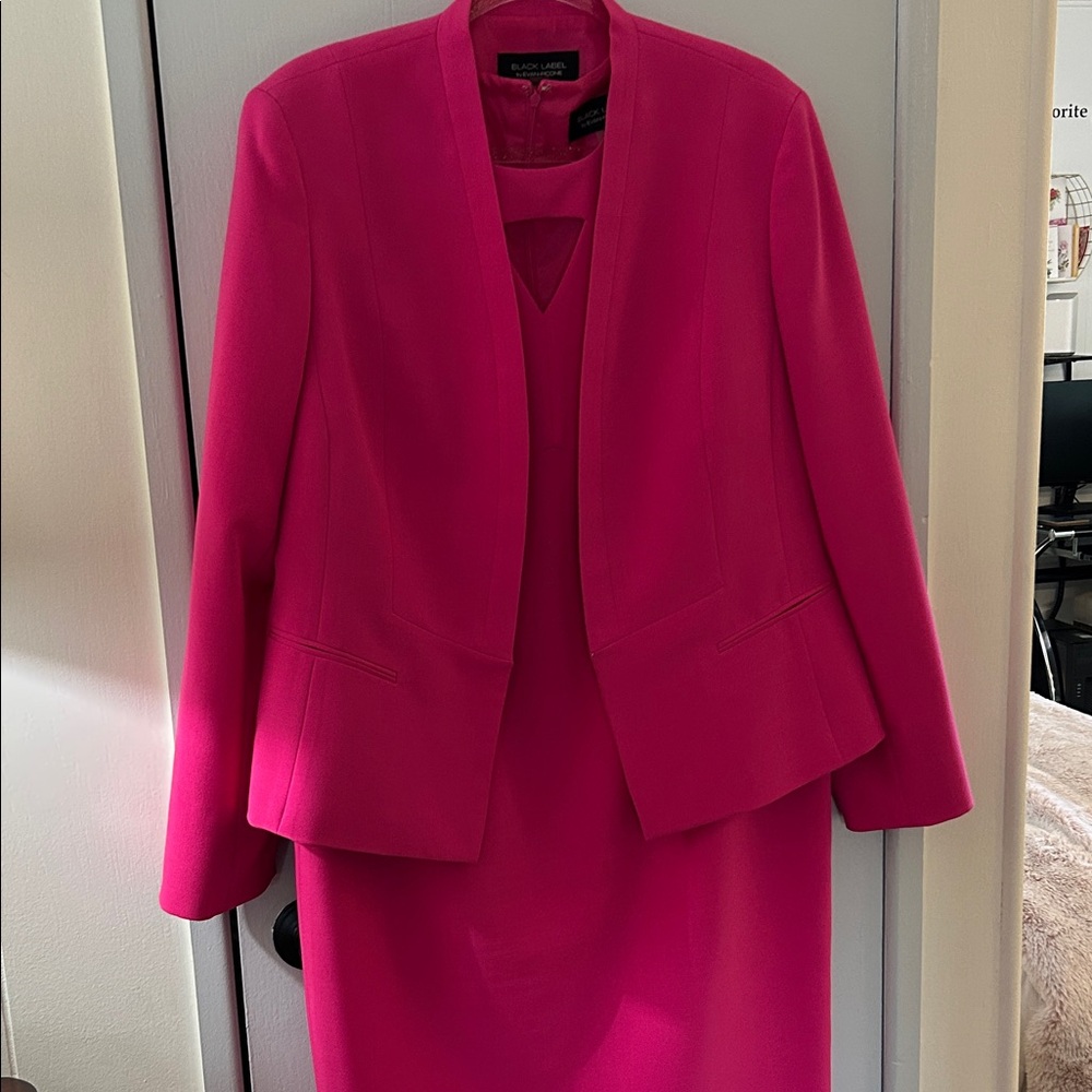 EUC Evan Picone Vibrant Pink Midi Dress with Jacket